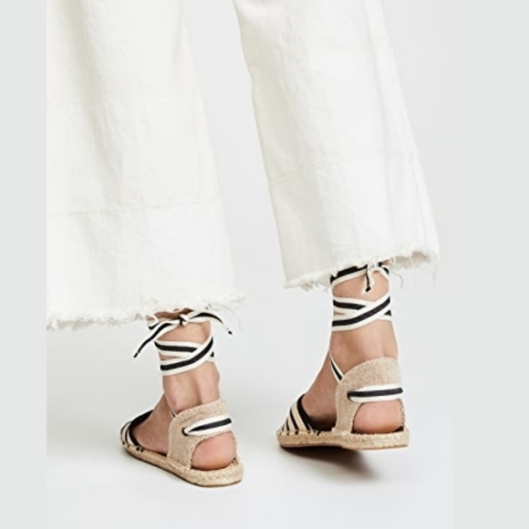 Soludos Classic Canvas Stripe Espadrille Sandals in Black & White, 7 - Picture 9 of 15